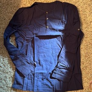 Ebifin - Men's Long Sleeve Henley Shirt - Size M